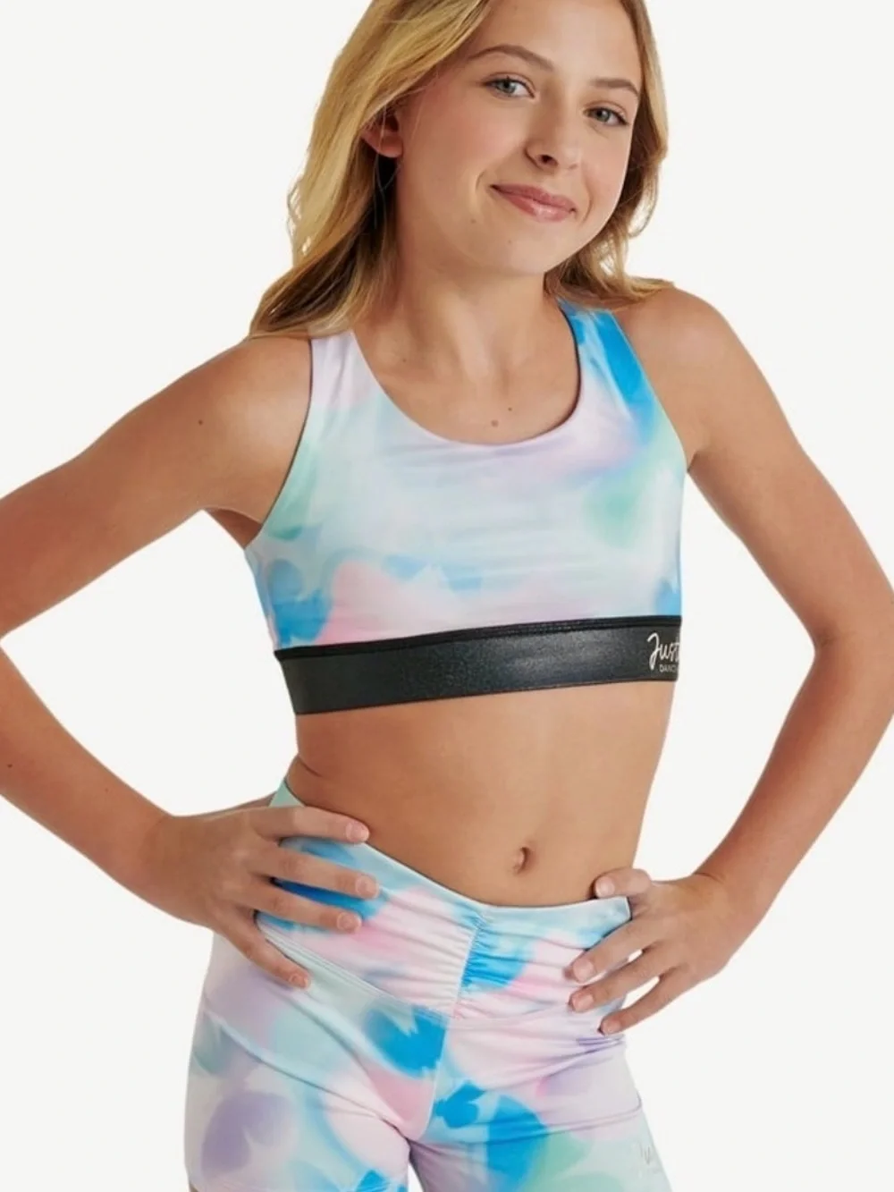 NWT: Justice Strappy Back Sports Bra for Girls with Butterfly Print Cheer Dance